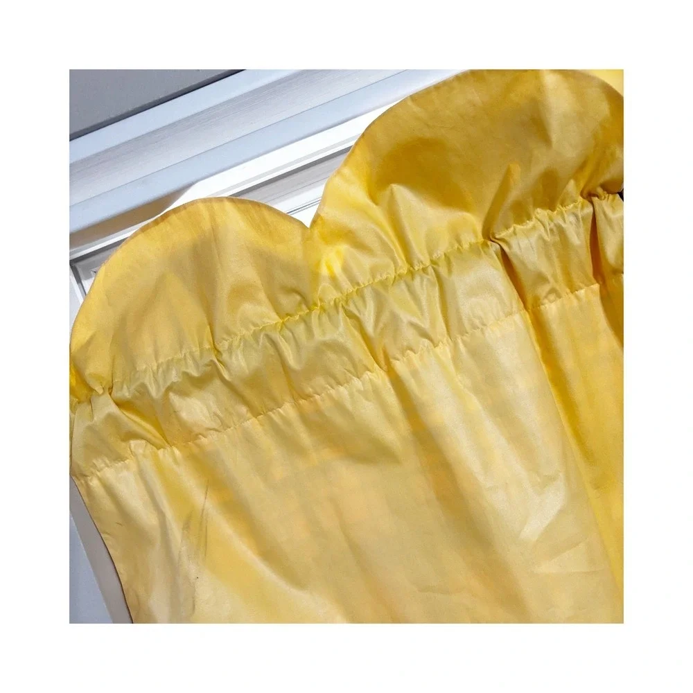 Country‎ Heart Valance Curtain Yellow Gray Plaid Kitchen Two Panels 30x25 Each